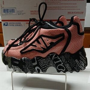 Anthony Wang Blackberry-05 Pink & Black Crocodile Platform Chunky Sneakers Sz 7